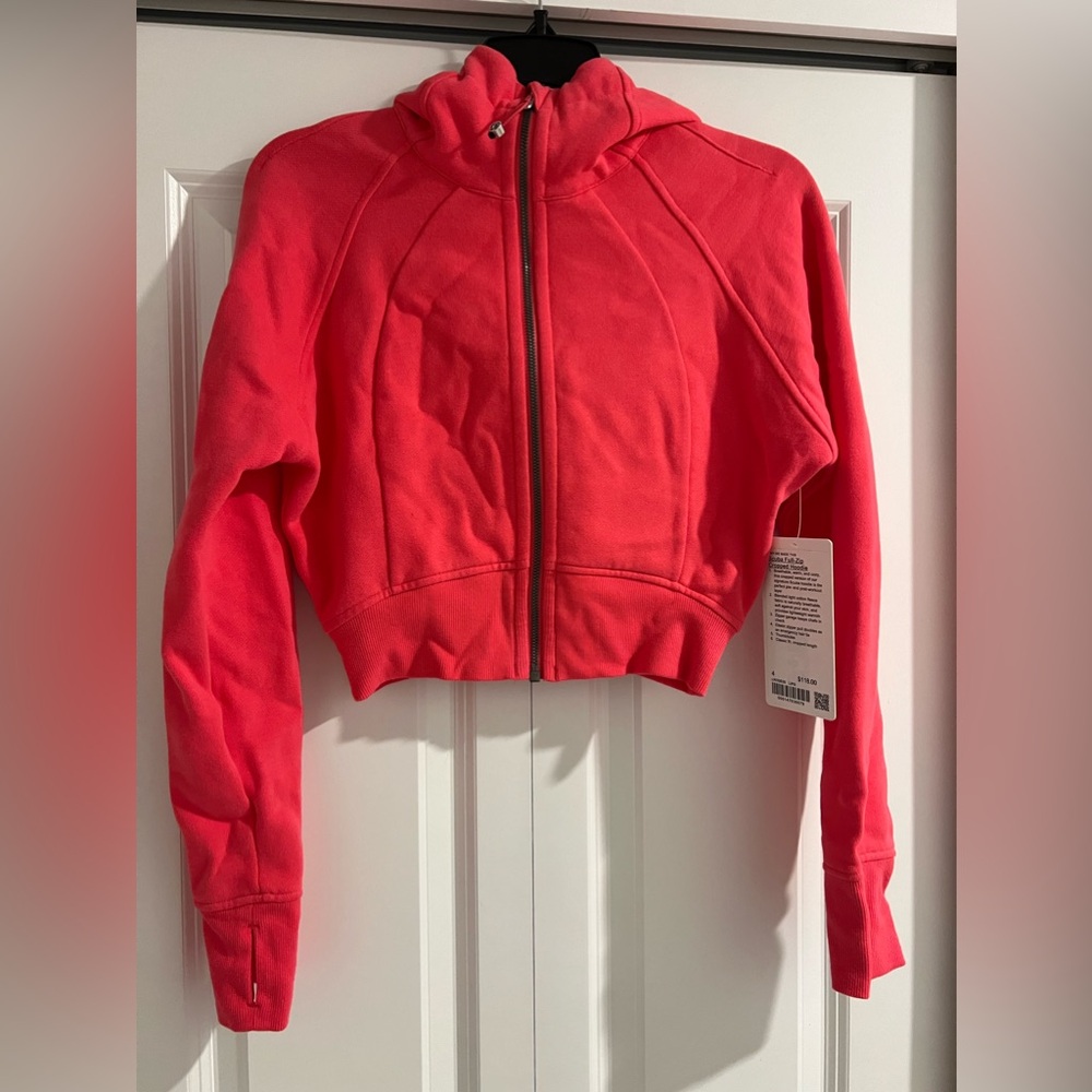 Scuba Full-Zip Cropped Hoodie - Lip Gloss Pink (Sz 4)